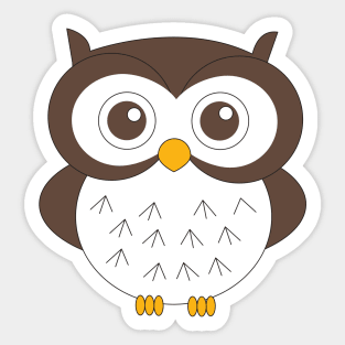 Mr Hoot Brown And White Owl Digital Art | Melanie Jensen Illustrations Sticker